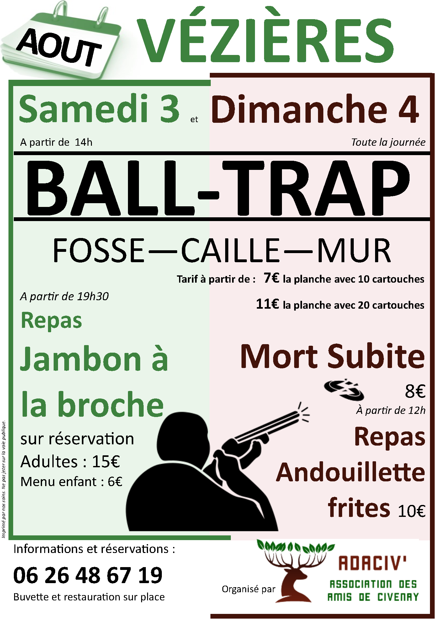 Lire la suite à propos de l’article Ball-trap les 3 & 4 août 2024 à Vézières